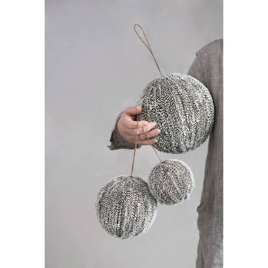 Hello Honey® 6" Snow Finish Brown Textured Plastic Ball Ornament